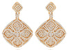 ESTATE 1.28CT DIAMOND 14K ROSE GOLD 3D FLOWER DOUBLE SQUARE FUN HANGING EARRINGS