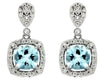 2.22CT DIAMOND & AAA AQUAMARINE 14KT WHITE GOLD CUSHION & ROUND HANGING EARRINGS