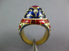 1.21CT ROSE CUT DIAMOND & AAA RUBY & ENAMEL 22KT YELLOW GOLD 3D HANDCRAFTED RING