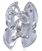 EXTRA LARGE .81CT DIAMOND 14KT WHITE GOLD DOUBLE KNOT CRISS CROSS BOW SHAPE RING