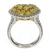 LARGE 2.95CT WHITE & FANCY YELLOW DIAMOND 18KT 2 TONE MULTI SHAPE CLUSTER RING