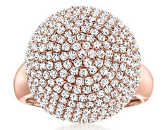 ESTATE LARGE 2.55CT DIAMOND 18K ROSE GOLD MULTI ROW CIRCULAR DOME SHAPE FUN RING