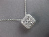 ESTATE .75CT DIAMOND 14K WHITE GOLD CLASSIC SQUARE CLUSTER HALO FLOATING PENDANT