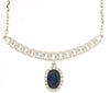.72CT DIAMOND & AAA SAPPHIRE 14K WHITE GOLD 3D OVAL & ROUND FLOWER LOVE NECKLACE