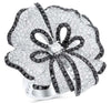 EXTRA LARGE 3.07CT WHITE & BLACK DIAMOND 14KT WHITE & BLACK GOLD FLOWER BOW RING