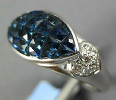 4.55CT DIAMOND & AAA SAPPHIRE 18KT WHITE GOLD 3D DOUBLE HEART MARQUISE LOVE RING