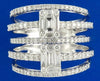 ESTATE LARGE 1.10CT DIAMOND 18KT WHITE GOLD CLUSTER MULTI ROW ANNIVERSARY RING