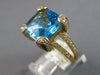 LARGE 6.99CT DIAMOND & AAA BLUE TOPAZ 14KT YELLOW GOLD CUSHION & ROUND FUN RING