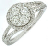 ESTATE .92CT DIAMOND 14KT WHITE GOLD 3D ROUND CLUSTER HALO FRIENDSHIP LOVE RING