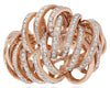 ESTATE LARGE 1.68CT DIAMOND 18KT ROSE GOLD 3D MULTI ROW FLOWER WOVEN FUN RING