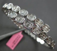 2.67CT DIAMOND 18K WHITE GOLD OVAL BEZEL INVISIBLE SEMI ETERNITY BANGLE BRACELET