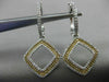 ESTATE .75CT WHITE & FANCY YELLOW DIAMOND 14K GOLD SQUARE HANGING EARRINGS