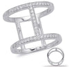 ESTATE WIDE .23CT DIAMOND 14KT WHITE GOLD 3D CLASSIC SIDEWAYS H BAR FUN RING