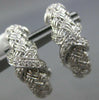 ESTATE .18CT DIAMOND 14KT WHITE GOLD MESH CRISS CROSS X CLIP ON HANGING EARRINGS