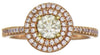 .58CT WHITE & FANCY YELLOW DIAMOND 18KT YELLOW & ROSE GOLD 3D DOUBLE HALO RING