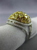 EXTRA LARGE 3.88CT WHITE & FANCY YELLOW DIAMOND 18KT TWO TONE GOLD CLUSTER RING