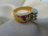 ANTIQUE .47CTW DIAMOND RUBY 14K W YELLOW GOLD WIDE BAND RING 8MM F/G VVS #18769