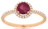 0.61CT DIAMOND & AAA RUBY 14KT ROSE GOLD CLASSIC ROUND HALO FRIENDSHIP LOVE RING