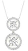 ESTATE .40CT DIAMOND 14K WHITE GOLD DOUBLE SOLITAIRE ROUND HALO FLOATING PENDANT