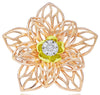 ESTATE LARGE .18CT DIAMOND 18KT TRI COLOR GOLD 3D ROUND MULTI FLOWER FUN RING