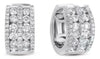 ESTATE WIDE 1.21CT DIAMOND 14KT WHITE GOLD 3D MULTI ROW HUGGIE EARRINGS