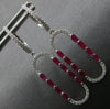 1.32CT DIAMOND & AAA RUBY 14KT WHITE GOLD ROUND & BAGUETTE FUN HANGING EARRINGS