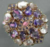 ESTATE 5.0CT AAA AMETHYST TANZANITE & PINK QUARTZ 14KT ROSE GOLD FILIGREE RING