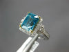 ESTATE LARGE 4.77CT DIAMOND & AAA BLUE ZIRCON 14KT WHITE GOLD 3D ENGAGEMENT RING