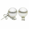 ESTATE LARGE .40CT DIAMOND & AAA SOUTH SEA PEARL 18K WHITE GOLD 3D STUD EARRINGS