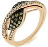 .40CT WHITE & CHOCOLATE FANCY DIAMOND 14KT ROSE GOLD 3D LEAF INFINITY LOVE RING