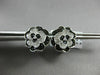 ESTATE WIDE 1CT WHITE & BLACK DIAMOND 14KT WHITE GOLD 3D FLOWER CLIP ON EARRINGS
