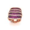 EXTRA LARGE 2.49CT DIAMOND & AAA PINK SAPPHIRE 18KT WHITE GOLD MULTI ROW RING