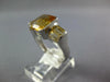 LARGE 5.0CT AAA YELLOW TOPAZ 14K WHITE GOLD CUSHION & EMERALD CUT BEZEL FUN RING