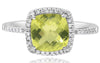 2.07CT DIAMOND & AAA LEMON QUARTZ 14KT WHITE GOLD 3D CUSHION & ROUND SQUARE RING