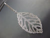 ESTATE EXTRA LARGE 3.05CT DIAMOND 18KT WHITE GOLD 3D LEAF HANGING EARRINGS