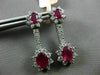 ESTATE 3.62CT DIAMOND & AAA RUBY 14KT WHITE GOLD 3D OVAL FLOWER HANGING EARRINGS