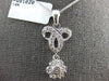 ESTATE .27CT DIAMOND 14KT WHITE GOLD FLOWER TEAR DROP FILIGREE FLOATING PENDANT