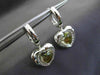 ESTATE 2.30CT DIAMOND & GREEN AMETHYST 14K WHITE GOLD 3D I LOVE U HEART EARRINGS