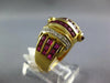 LARGE 3.65CT DIAMOND & AAA RUBY 18KT YELLOW GOLD PRINCESS MULTI ROW CROWN RING
