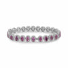 ESTATE 18.12CT DIAMOND & AAA PINK SAPPHIRE 18KT WHITE GOLD OVAL TENNIS BRACELET