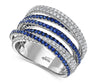 WIDE 2.15CT DIAMOND & AAA SAPPHIRE 18KT WHITE GOLD CRISS CROSS ANNIVERSARY RING