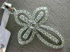 ESTATE LARGE 1.15CT DIAMOND 18KT WHITE GOLD 3D FLOWER CROSS FLOATING PENDADNT