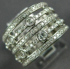 ESTATE WIDE 1.10CT DIAMOND 14KT WHITE GOLD 3D ETOILE MULTI ROW ANNIVERSARY RING