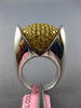 EXTRA LARGE 4.20CT FANCY YELLOW DIAMOND 18K WHITE GOLD ROLLING FOOTBALL FUN RING
