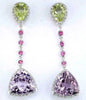 11.82CT DIAMOND & AAA MULTI GEM 14KT WHITE GOLD TRILLION ETOILE HANGING EARRINGS