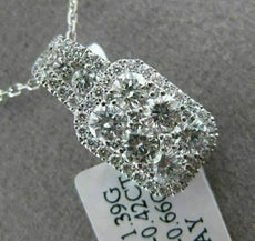 ESTATE 1.08CT ROUND DIAMOND 18KT WHITE GOLD 3D RECTANGULAR HALO FLOATING PENDANT