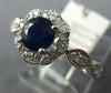 ESTATE 1.07CT DIAMOND & AAA SAPPHIRE 14KT WHITE GOLD FLOWER HALO ENGAGEMENT RING