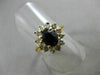 ESTATE 1.55CT DIAMOND & SAPPHIRE 14K YELLOW GOLD 3D FLOWER ENGAGEMENT RING 22333