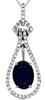 1.62CT DIAMOND & AAA SAPPHIRE 14KT WHITE GOLD 3D OVAL TEAR DROP FLOATING PENDANT