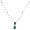 3.48CT DIAMOND & AAA EMERALD 18K 2 TONE GOLD 3D EMERALD CUT & ROUND HALO PENDANT
